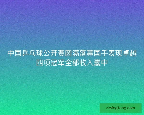 中国乒乓球公开赛圆满落幕国手表现卓越四项冠军全部收入囊中